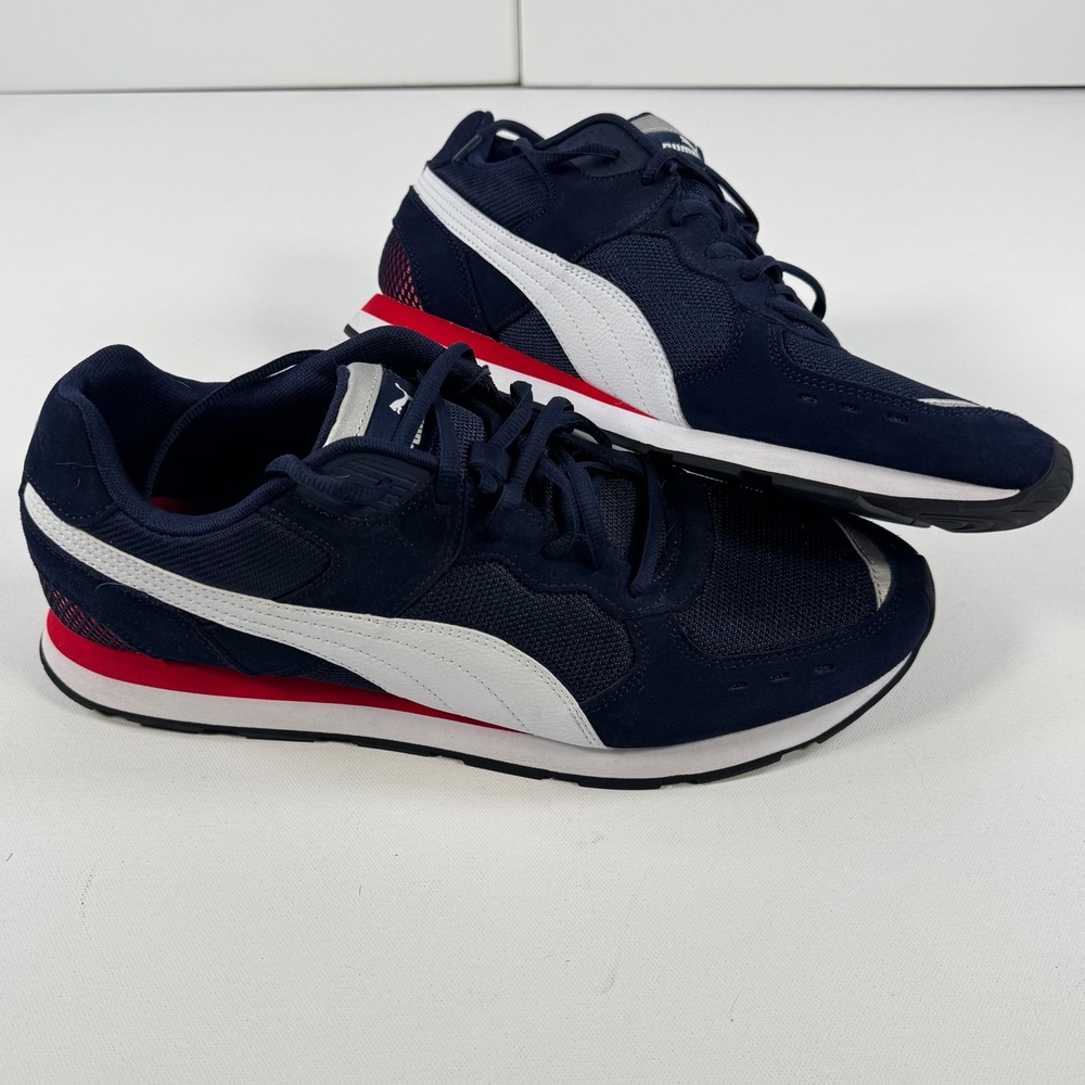Puma Vista Mens Sneakers Peacoat Navy Red White 369365 02 Size 13 Low Top Retro